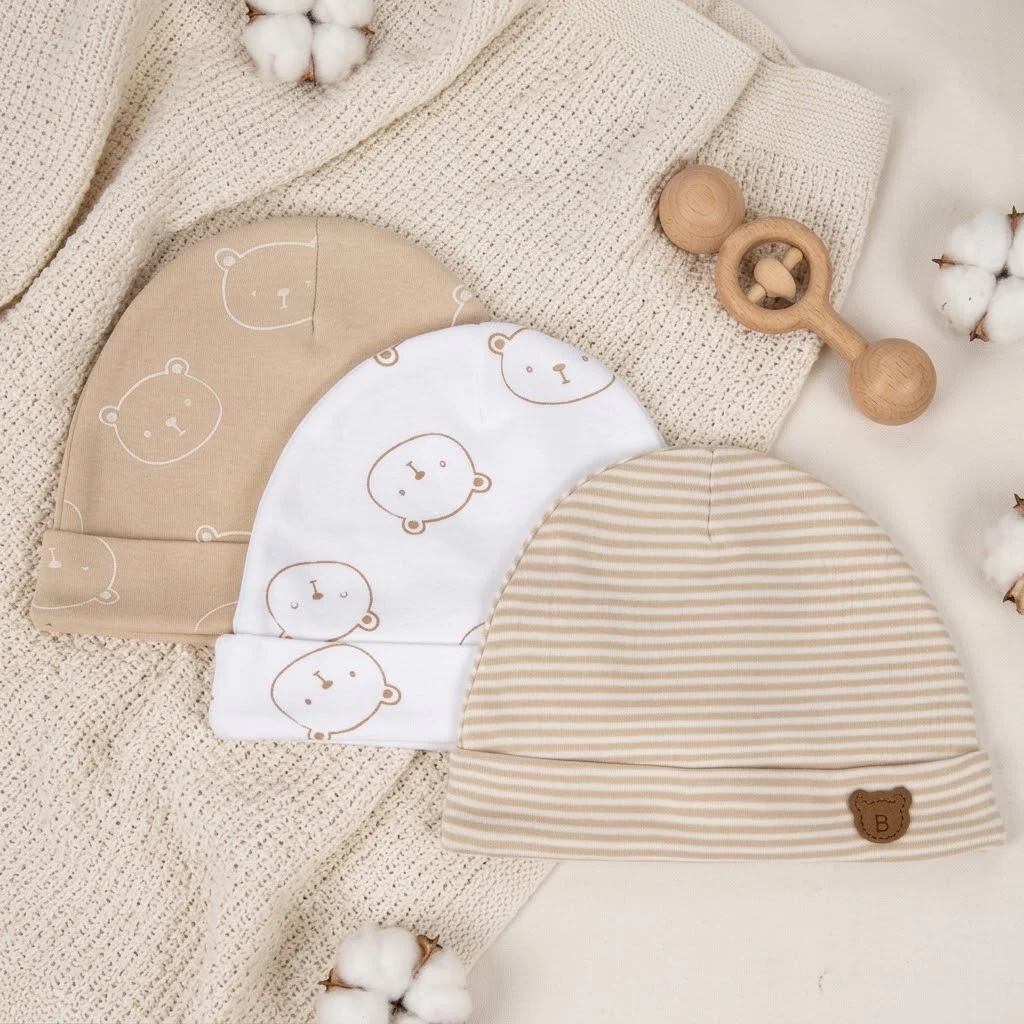 Sunnozy-3pcs hat - Khaki Bear Head - 0+