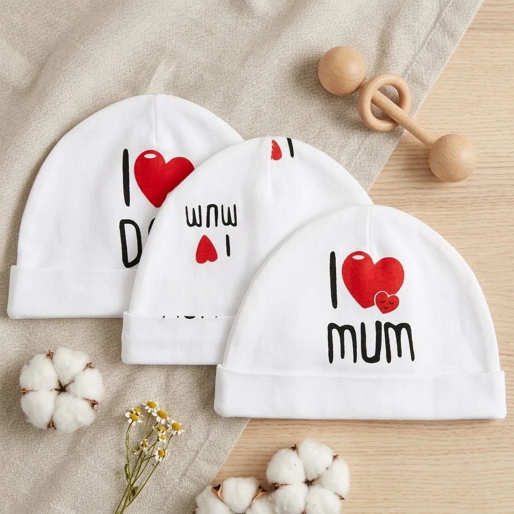Sunnozy-3pcs hat - Love Mom and Dad (Classic) - 0+