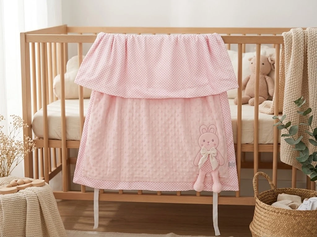 Blanket+bell Toys - pink rabbit - 75\*100cm