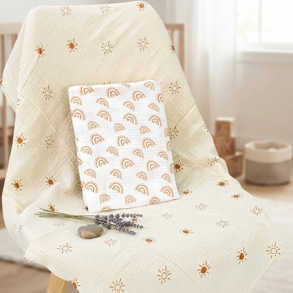Sunnozy-2pcs Muslim blanket - Khaki Rainbow - 90\*100CM