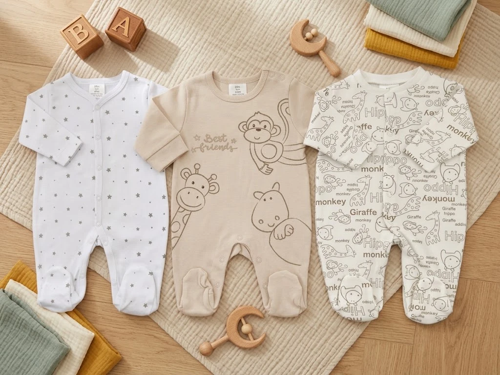 3pcs romper with sock - animal English - 6-9M